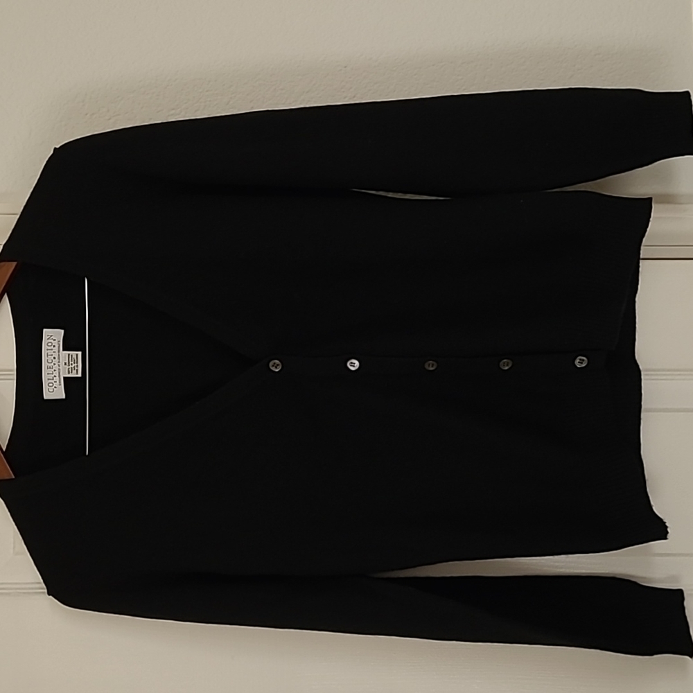 Collection Fifty Nine 100% cashmere black cardigan sweater.